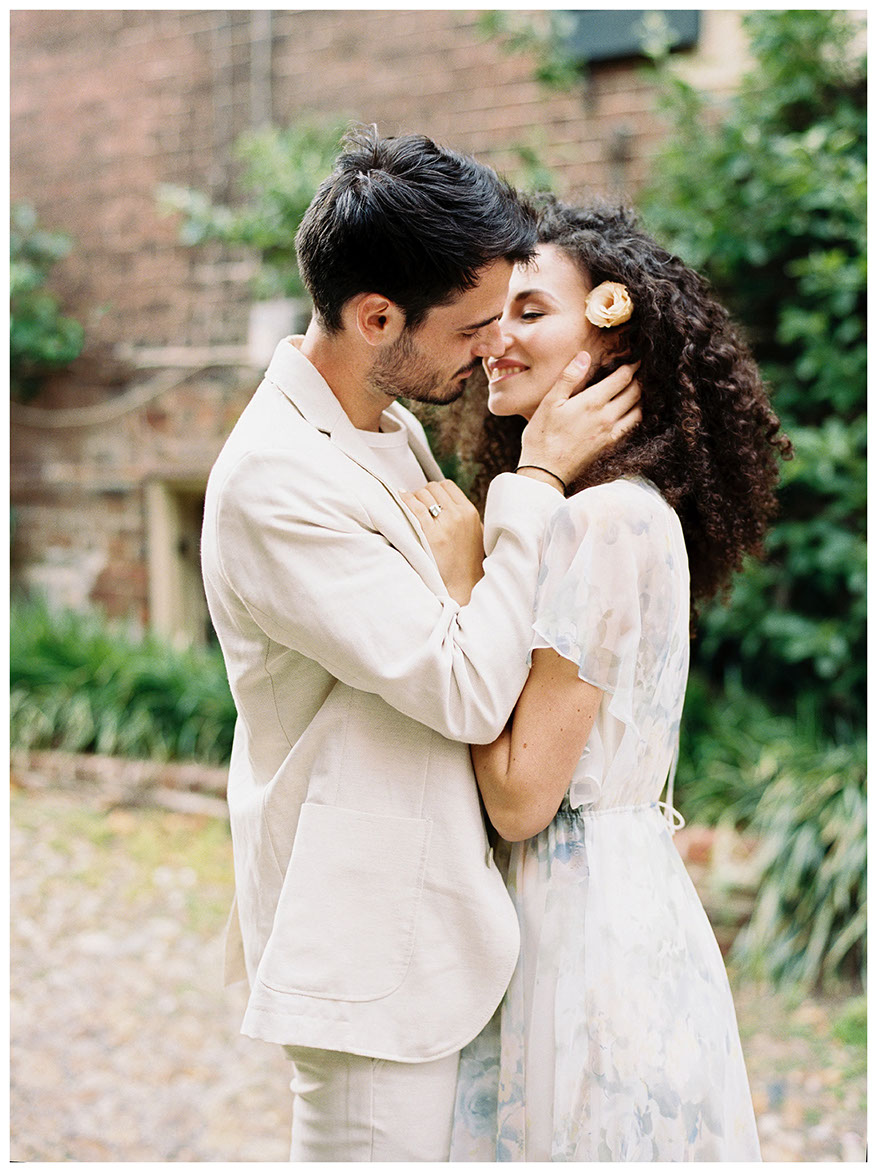 Old Town Alexandria,  Engagement Session Captured on Film.  Published on Washingtonian Bride and Groom. 