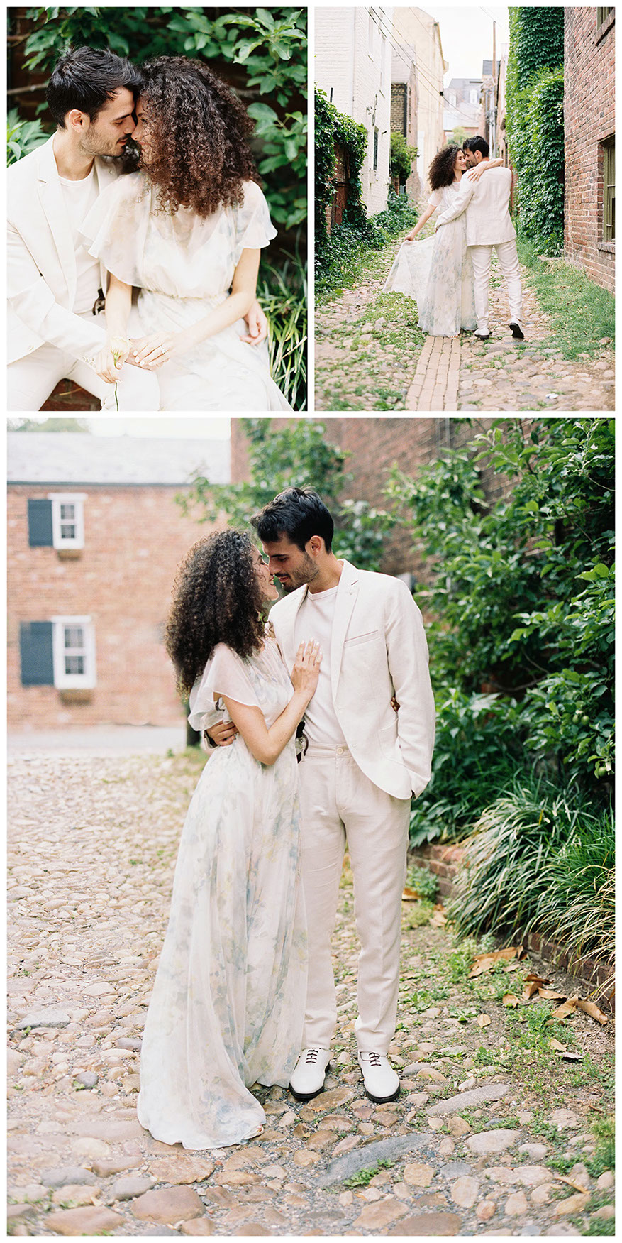 Old Town Alexandria,  Engagement Session Captured on Film.  Published on Washingtonian Bride and Groom. Snowdrop Photography
